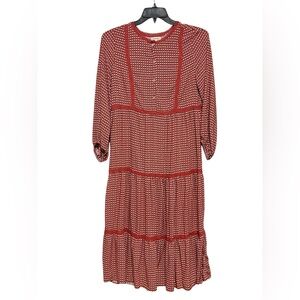 Max Studio Large Boho Summer Button Dress 3/4 Sleeve Stretch Comfort Casual